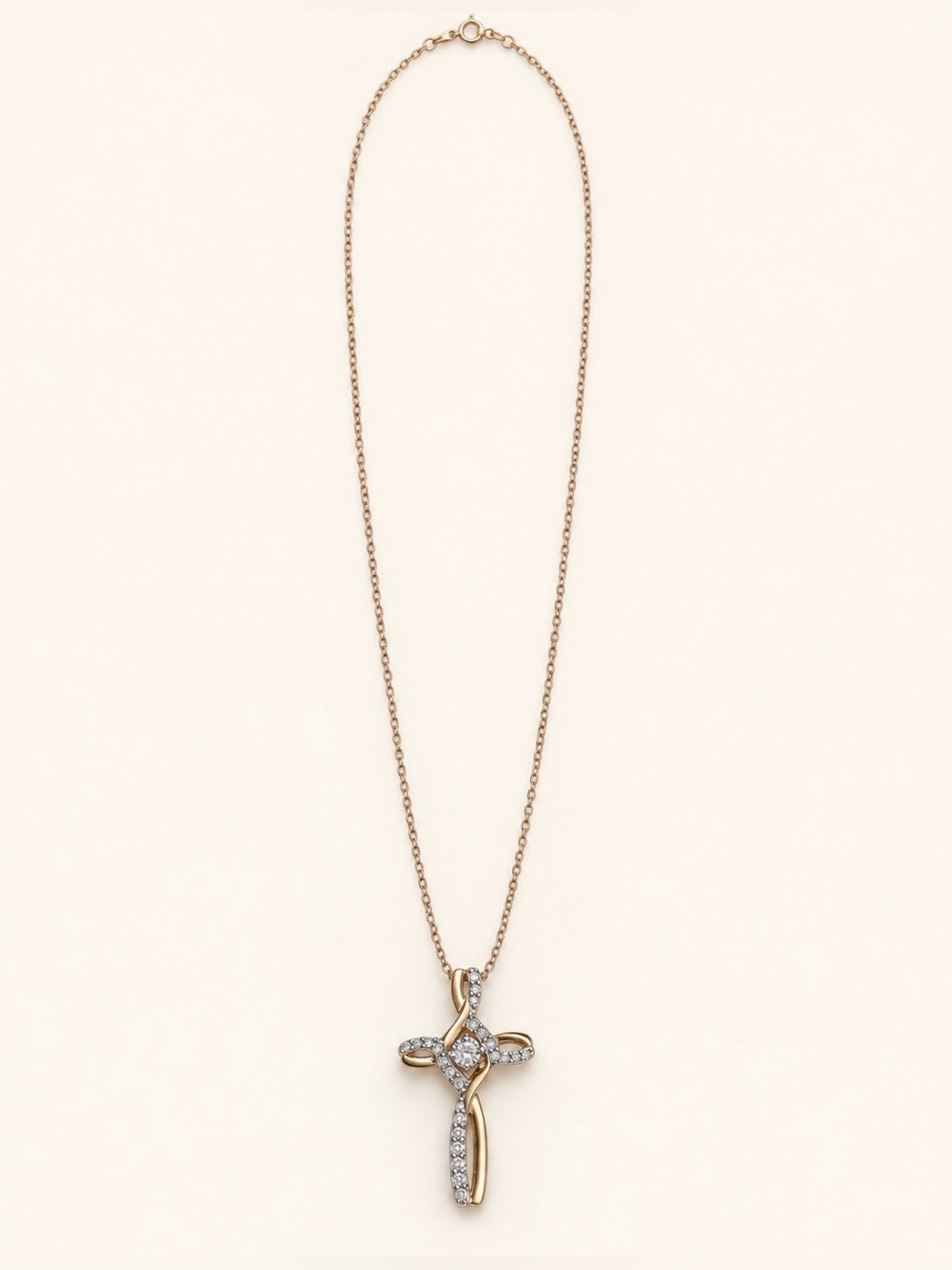 0.25 CTW Natural Diamond Cross Necklace